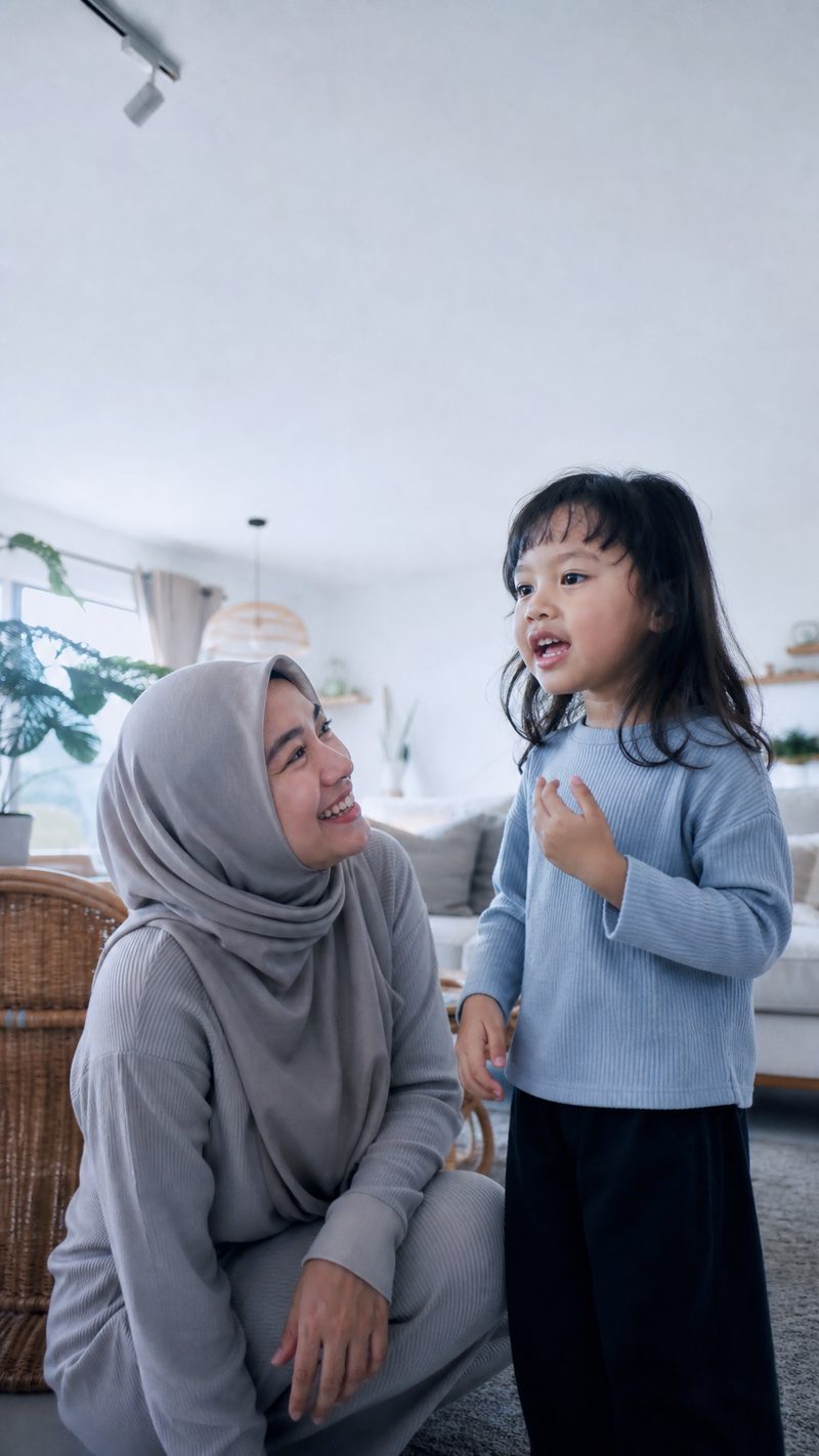 Ibu dan anak bercakap